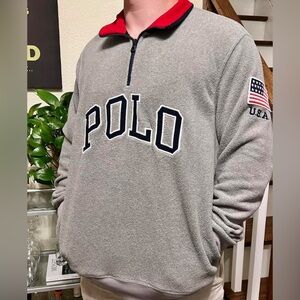 Polo Ralph Lauren logo POLO Appliquéd Logo Pullover 1/4 Zip Sweatshirt size 5XB